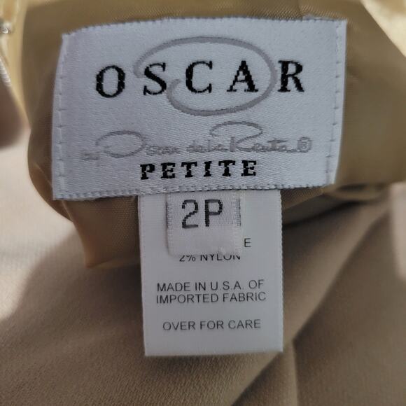 Oscar de La Renta Trousers Tan Wool Chain High Waist Dress Pant Tapered 2 Petite - Picture 6 of 12